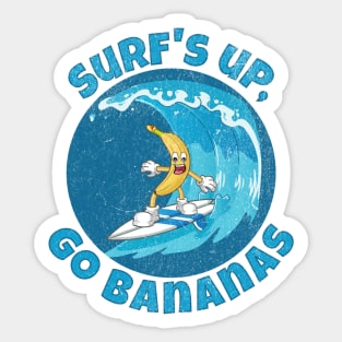 Funny Surf´s up, go bananas surfing on a great ocean wave Sticker